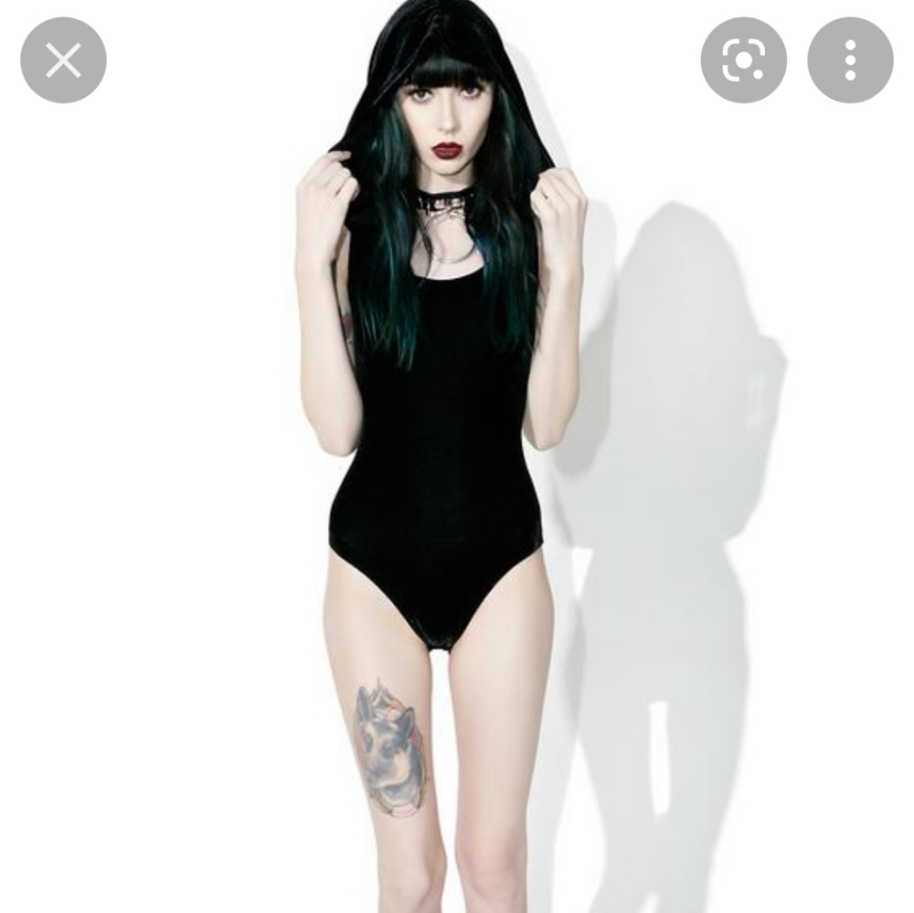 Killstar Black Hooded Scoop Neck Bodysuit